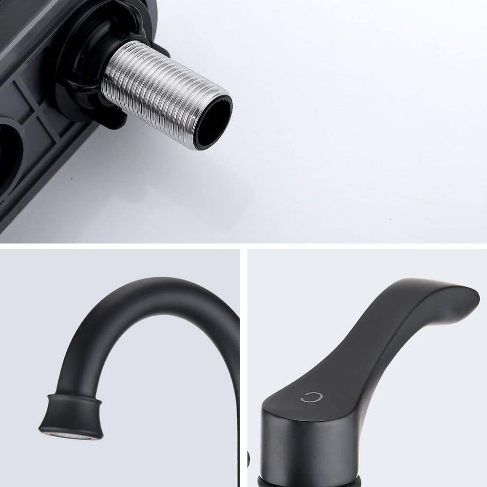 Matte Black Double Handle High Arc Bathroom Faucet with Pop-Up Drain