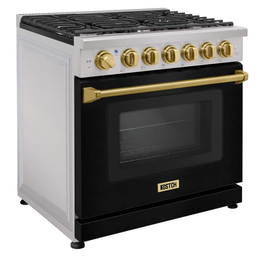 36 in. 6 Burners Freestanding Propane Gas Range with 6.0 cu. ft. Convection Oven in Black with Bronze Handle price history on PriceWatchPro