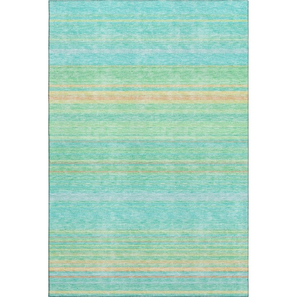 Addison Rugs Mayfield Premium Machine Washable Abstract AMF979 Aqua 8 ft. x 10 ft. Area Rug