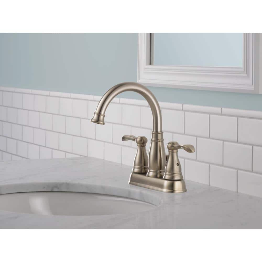 Brushed Nickel Double Handle High Arc Bathroom Faucet