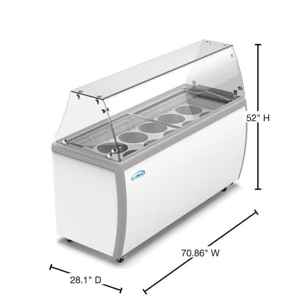 70 in. 12 Tub Ice Cream Dipping Cabinet Display Freezer with Sliding Glass Door, 20 Cu. ft. KM-ICD-71SD.