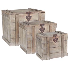 Antiqued Wooden Home Storage Chest, 3-Piece Set