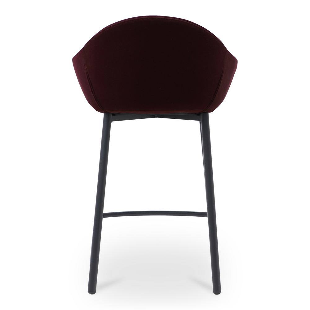 Bradly 26'' Wine Velvet Upholstered Metal Counter Stool