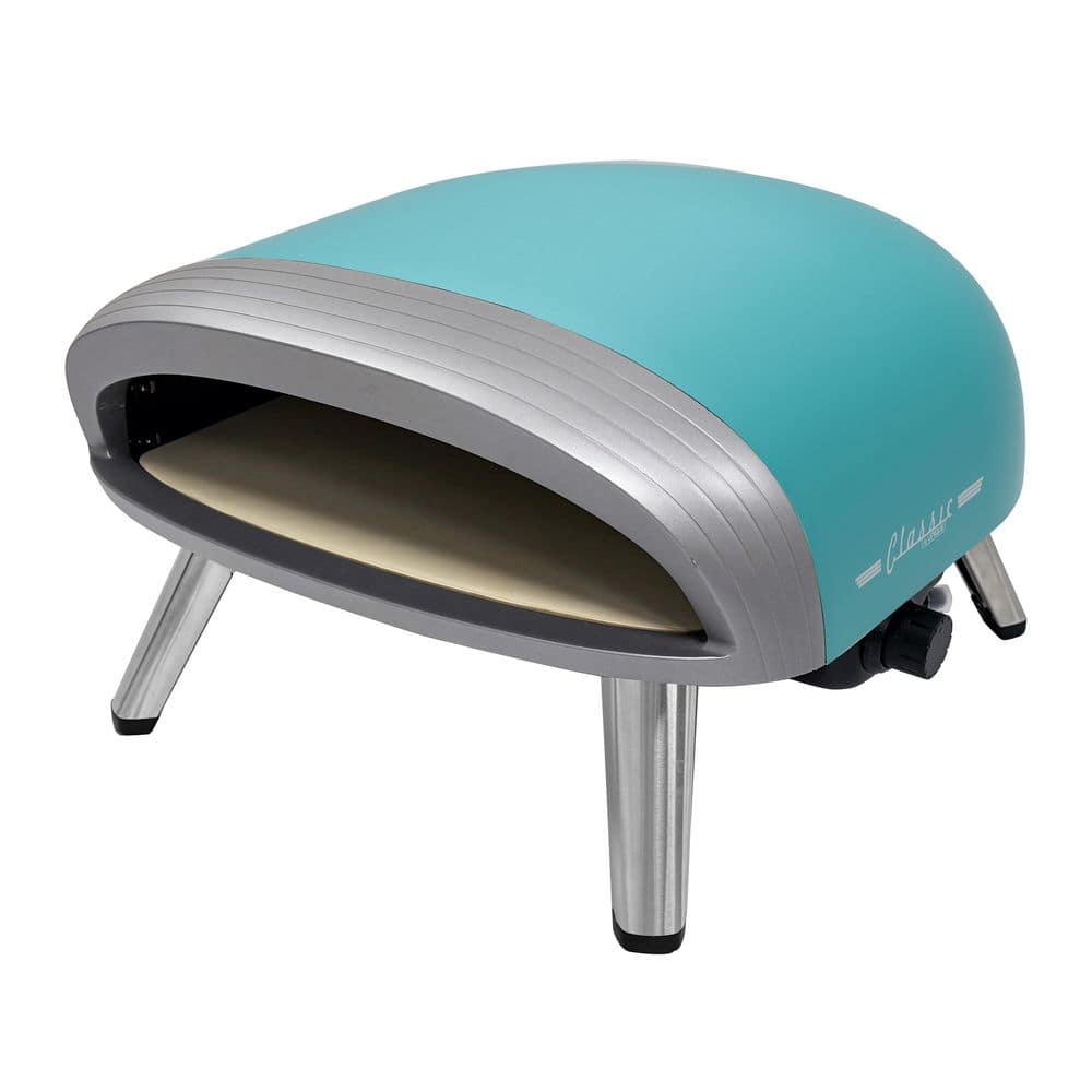 Classic Retro 16 in. Portable Outdoor Propane Pizza Oven in Matte Turquoise