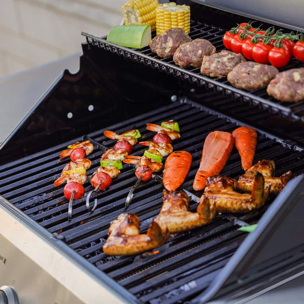 Stainless Steel 3-Burner Propane Gas Grill with Side Burner
