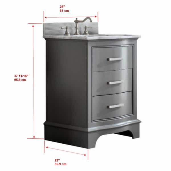 Gray 24'' Freestanding Single Vanity with Marble Top