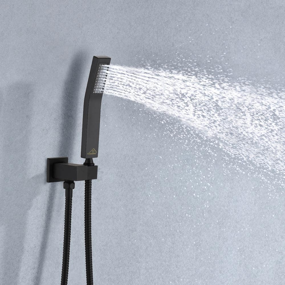 Matte Black Multi-Head Rain Shower System with Handheld