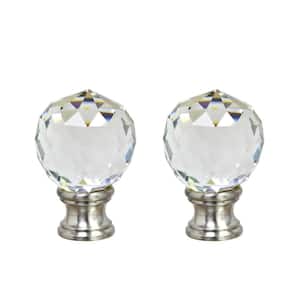 1-3/4 in. Clear Faceted Crystal Lamp Finial with Brushed Nickel (2-Pack)