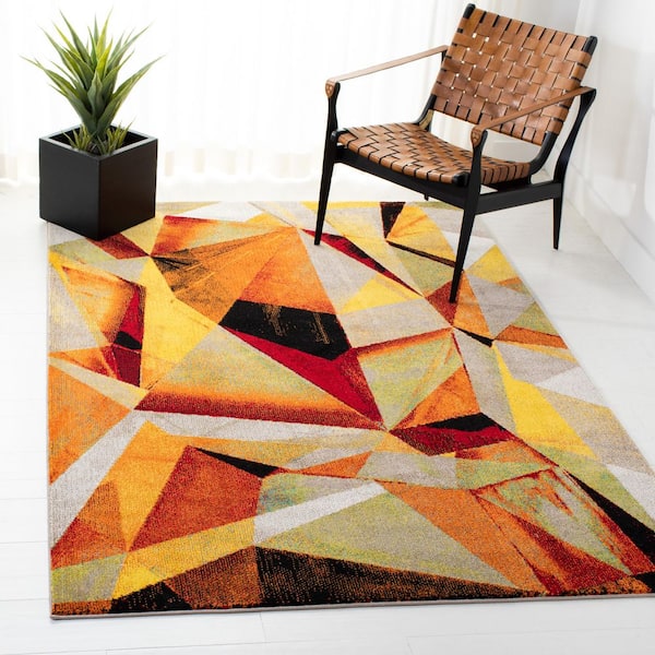 SAFAVIEH Porcello 5 ft. x 8 ft. Orange/Red Geometric Area Rug PRL6940P ...