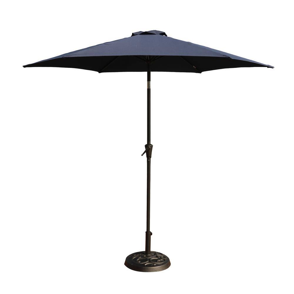 9 ft. Outdoor Aluminum Patio Umbrella Market Umbrella with Umbrella Base, P