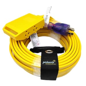 50 ft. 10/4 30 Amp 125-Volt L14-30 to 4 x 5-20R/5-15R with (2) Circuit Breakers Flat Generator Extension Cord,Yellow
