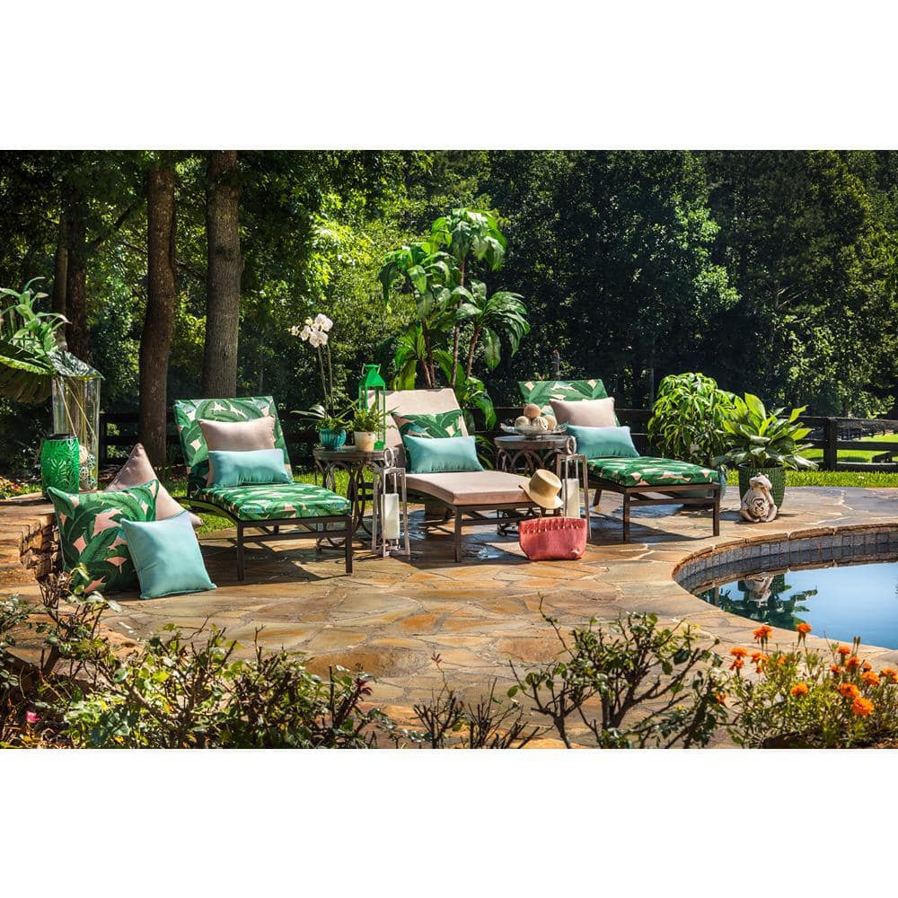 Swaying Palms Blue and Green Rectangular Outdoor Throw Pillow Set