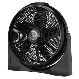 20 in. 3 Speeds Cyclone Floor Fan in Black with 90 Degrees Tilt Adjustment, Built-In Carry Handle, Wall Mountable