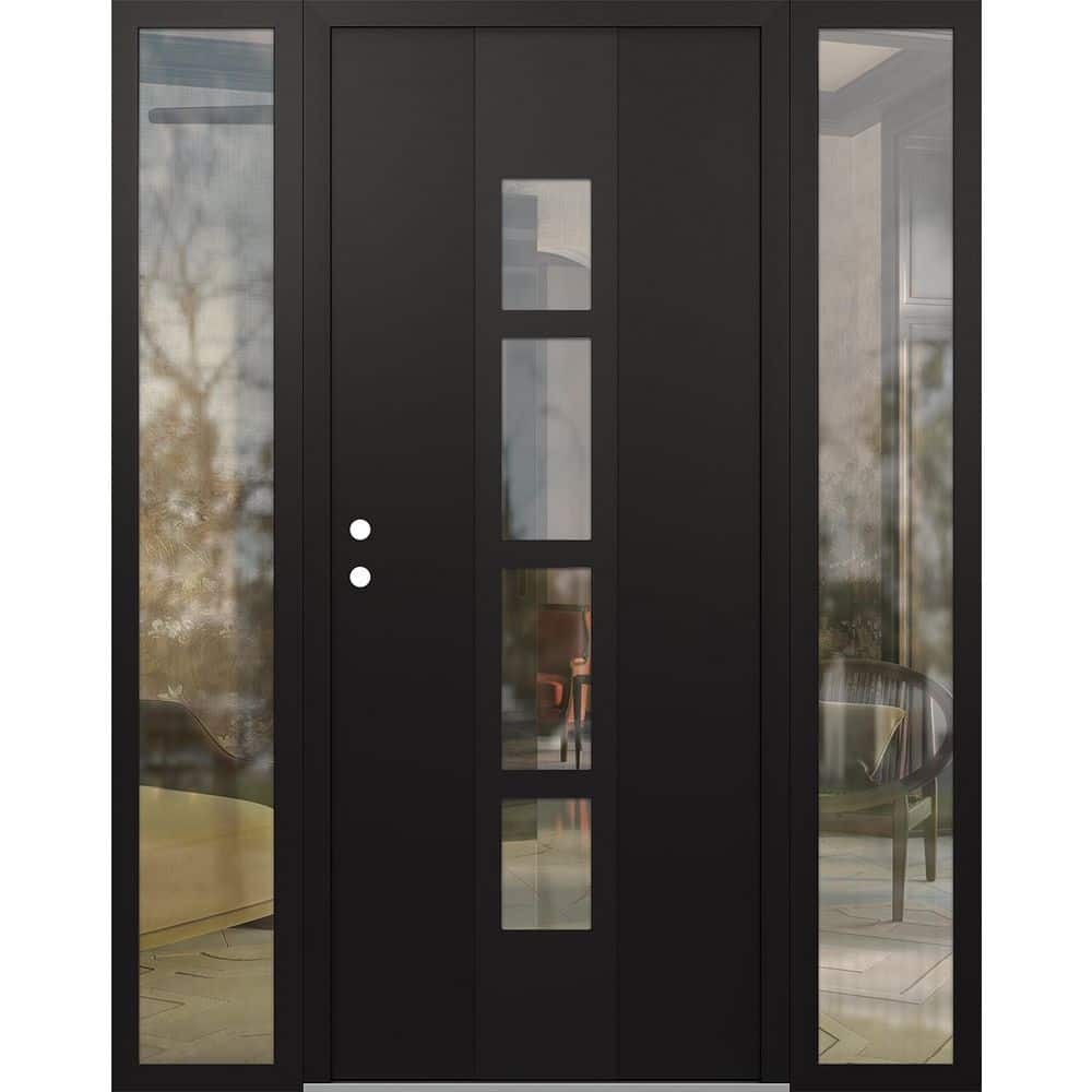A10 64 in. x 80 in. Black P Right-Hand/Inswing Clear Glass Black/Black 2 Sidelite Steel Prehung Front Door price history on PriceWatchPro