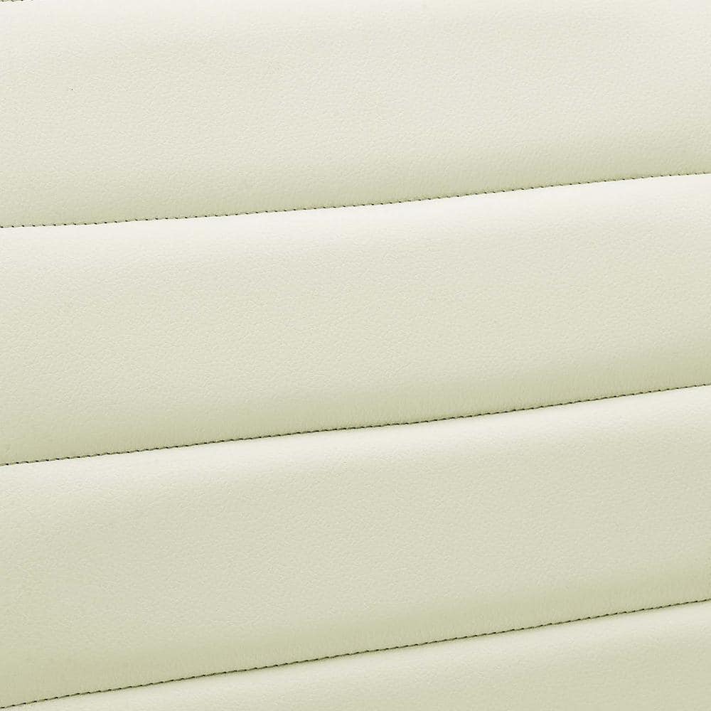 Cream Channel Tufted Armless Swivel Office Chair with Metal Base
