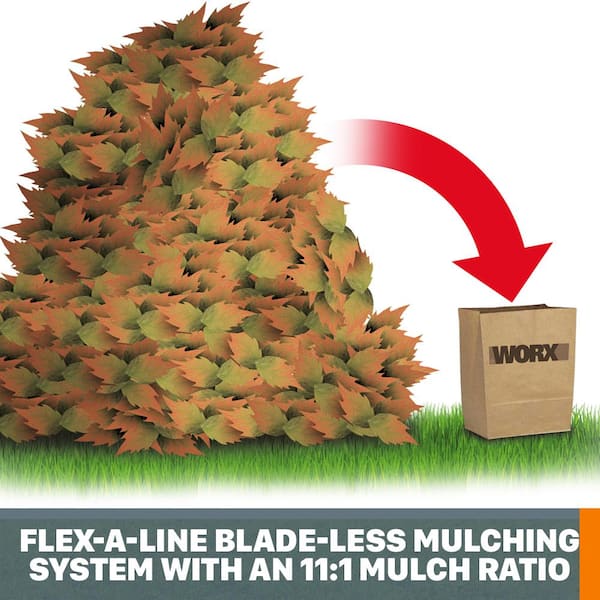 WORX WG430 13 Amp Foldable Bladeless Electric Leaf Mulcher w/Flex-A-Line 24-Pack 13 Replacement Line 