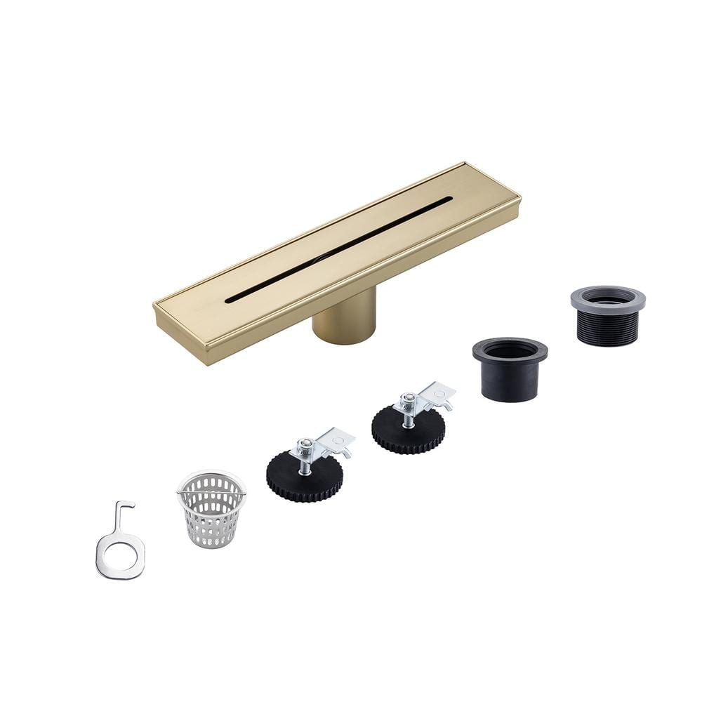 12 in. Stainless Steel Linear Shower Drain with Square Pattern Drain Cover in Brushed Gold price history on PriceWatchPro