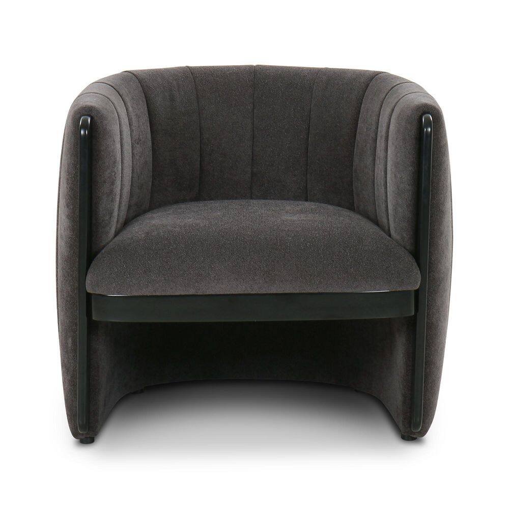 Dark Gray Polyester Upholstered Armchair with Wood Frame