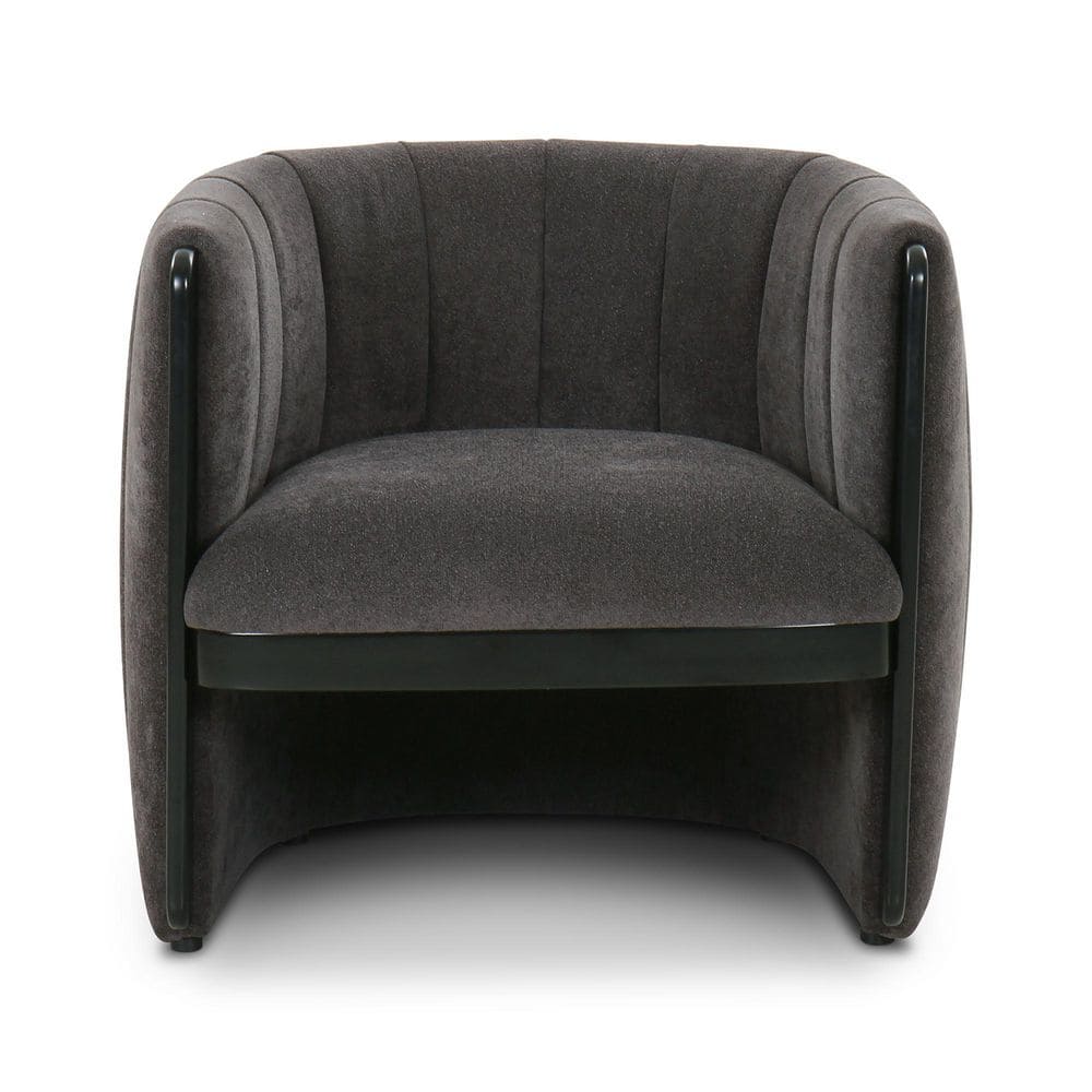 Dark Gray Polyester Upholstered Armchair with Wood Frame