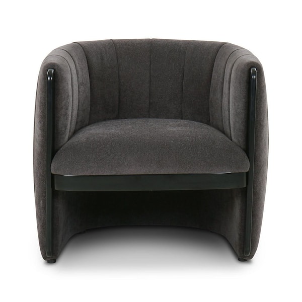 Soren Dark Grey Polyester Accent Chair with Solid Birch Frame and Channel Detailing