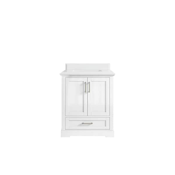 Willow Collections Boston 30 in. W x 22 in. D x 36 in. H Bath Vanity in White with 1.5" White Quartz Top