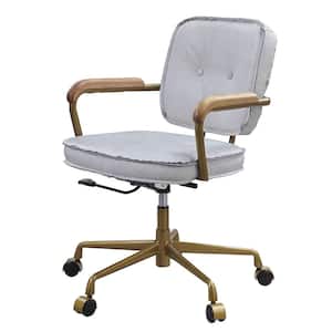Siecross Vintage White Leather Office Chairs