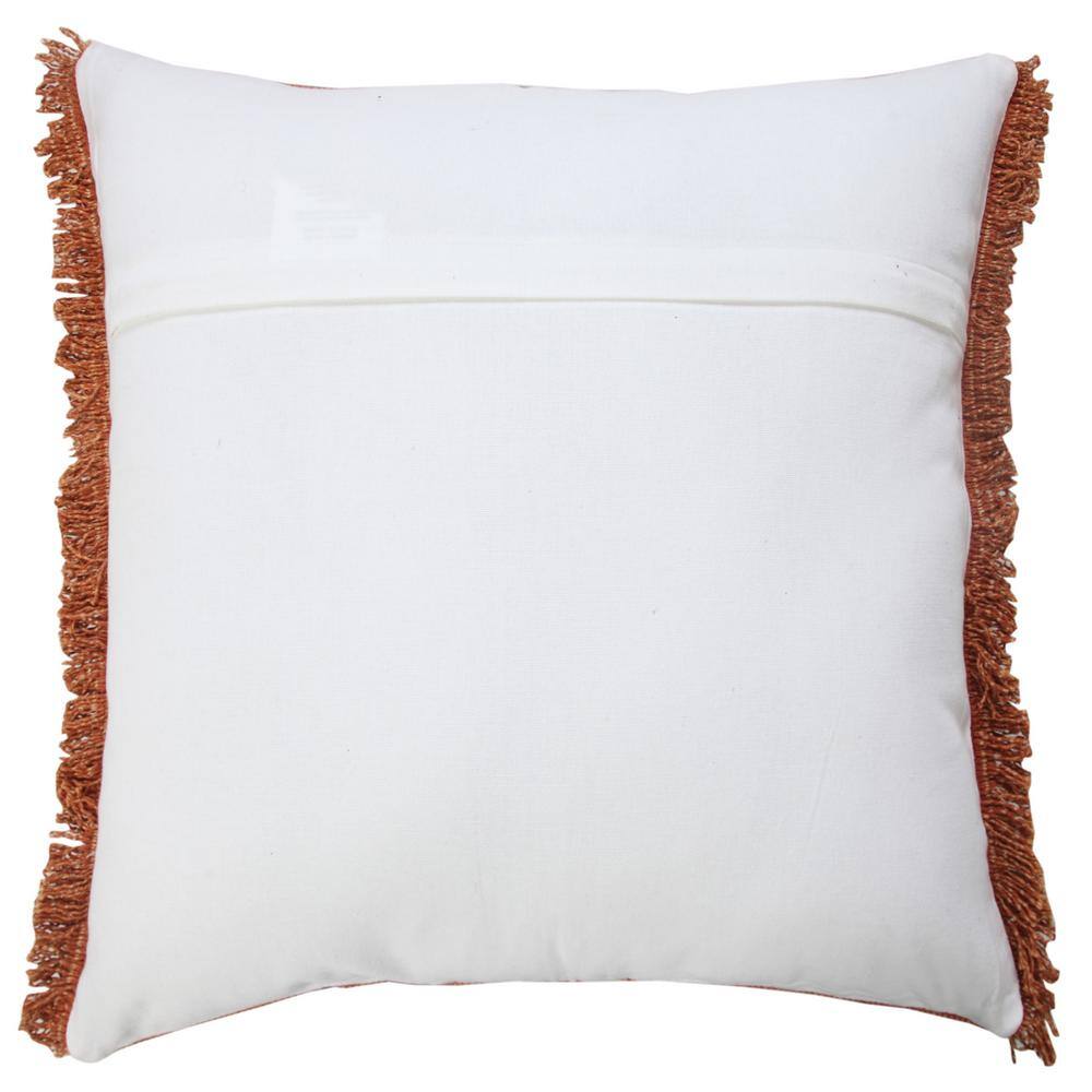 Adobe Brown Stonewash Cotton Fringe Throw Pillow
