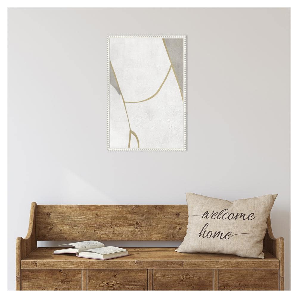 16" x 23" White and Gray Abstract Canvas Wall Art