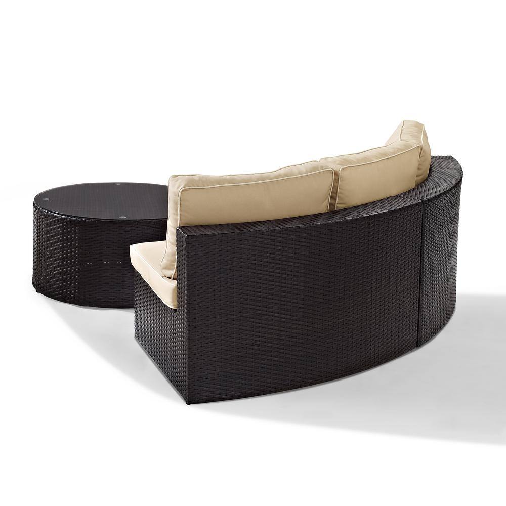 Catalina Classic Cream Outdoor Wicker 3-Person Sectional Sofa Set