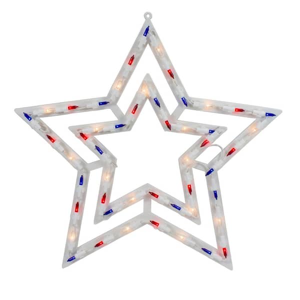 17 in. Lighted Red White and Blue Patriotic Star Window Silhouette Decoration