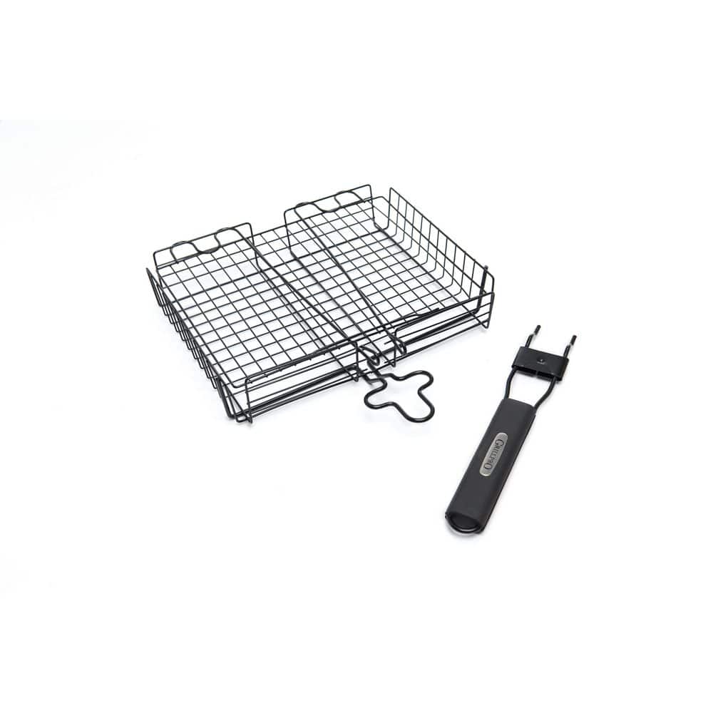 Non-Stick Black Steel Broiler Basket with Detachable Handle