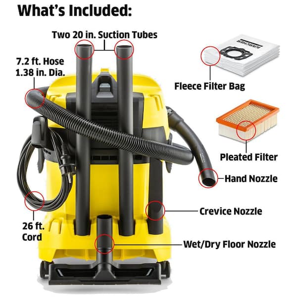 Karcher WD 4 Multi-Purpose 5.3 Gallon Wet-Dry Vacuum Cleaner
