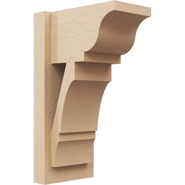 Ekena Millwork 8 in. x 20 in. x 12 in. Balboa Traditional Rough Cedar Woodgrain Timberthane Polyurethane Outlooker, Primed Tan