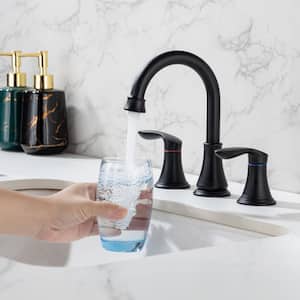 Modern Double Handle Single Hole Bathroom Faucet with Pop-Up Drain Included and Spot Resistant in Matte Black