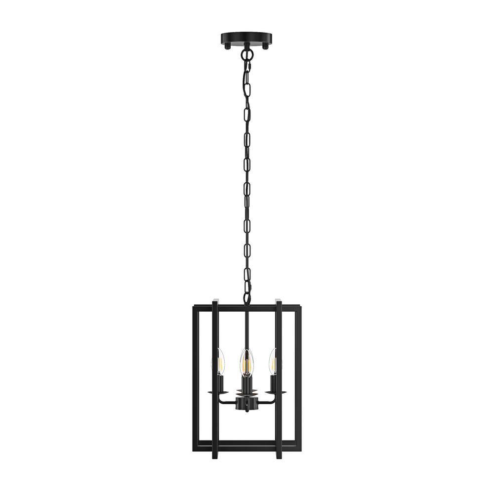 aiwen 11 in. 4Light Industrial Black Lantern Rectangle Chandelier Vintage Farmhouse Pendant