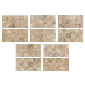 Collage 12 in. x 6 in. Aged Travertine Peel and Stick Decorative Backsplash in (5-pk/case) 5 sq. ft.