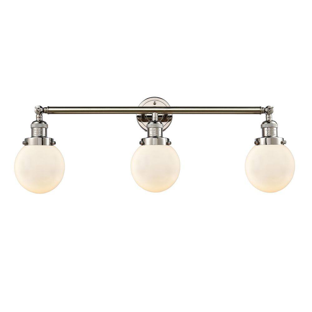 Beacon 30 in. 3-Light Polished Nickel Vanity Light with Glass Shade price history on PriceWatchPro