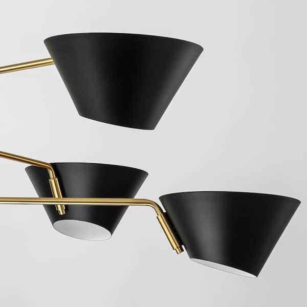 Rennnsan Ally 6-Light Black with Gold Mid Century Linear