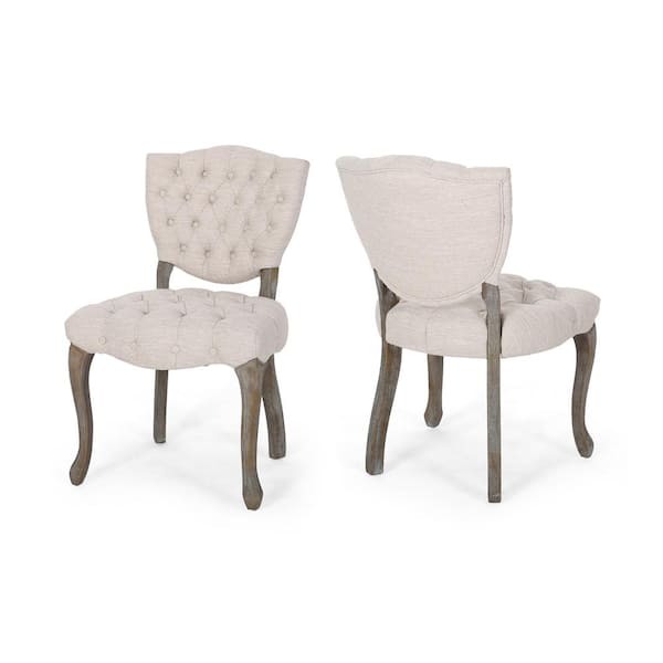 Unbranded Crosswind Beige and Brown Fabric Tufted Dining Chair (Set of 2)