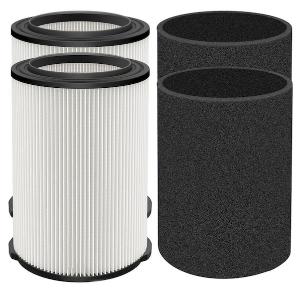 Standard Size Pleated Paper Vacuum Filter with Foam Sleeve for Wet Dry Shop Vac and Husky VF4000 Compatible (2-Pack)