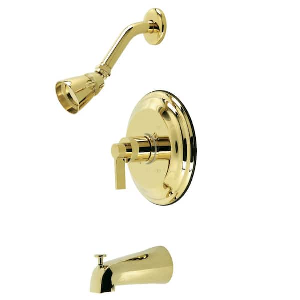 Kingston Brass NuvoFusion Single Handle 1-Spray Tub and Shower Faucet 2 GPM with Pressure Balance in Polished Brass