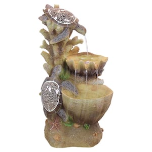 Turtle Cove Cascading Stone Bonded Resin Sculptural Fountain