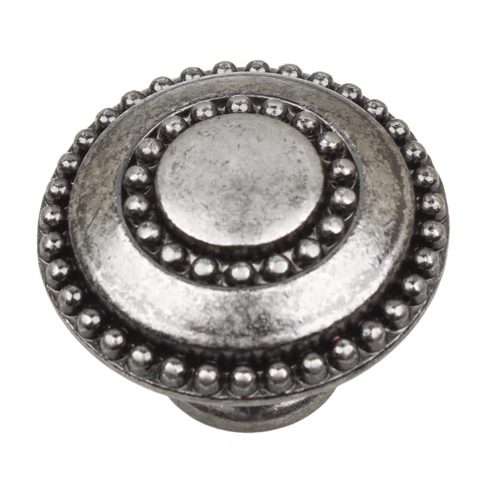 Weathered Nickel Beaded Round Cabinet Knob Set
