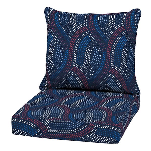 22  in. x 24 in. 2-Piece Deep Seating Outdoor Lounge Chair Cushion, Sapphire Liberty Mosaic
