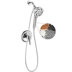 Rainfull 7-Spray Handheld Shower Faucet Kit with Valve 1.8 GPM and 4.9 in. Adjustable Filtered Shower Head in Chrome