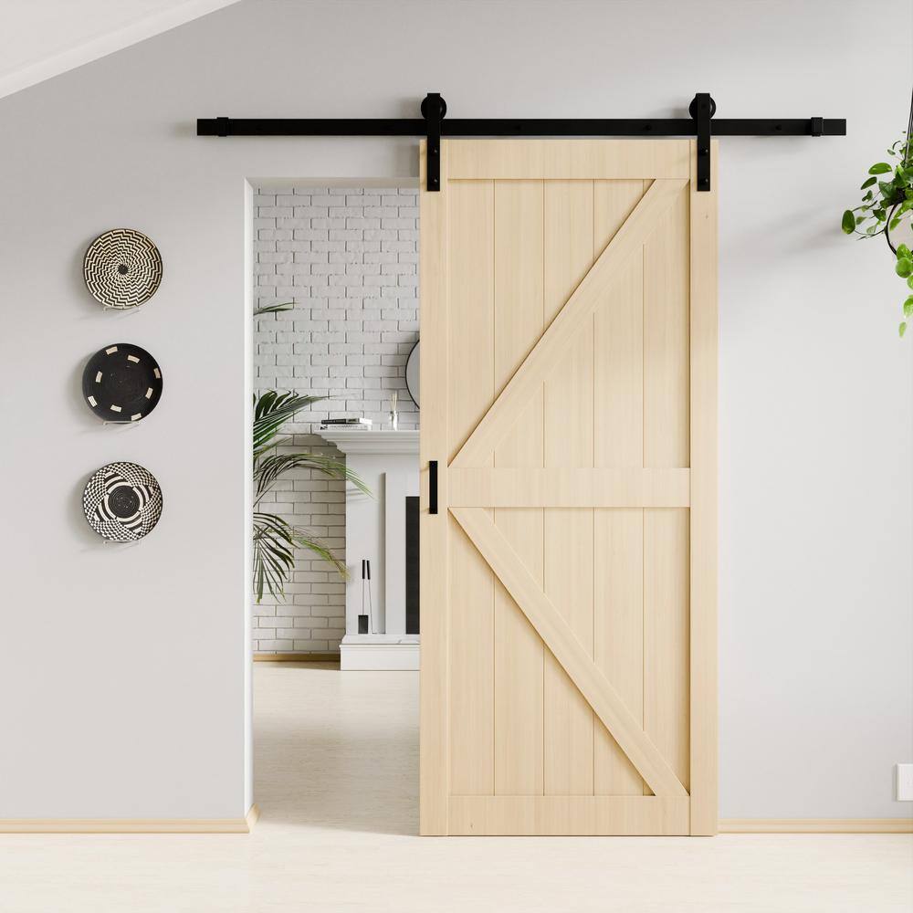 Tan 36" x 84" Sliding Barn Door with Hardware Kit