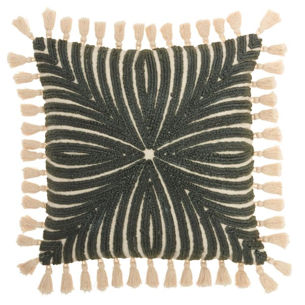 Mina Victory Lifestyles Gray 18 in. x 18 in. Throw Pillow