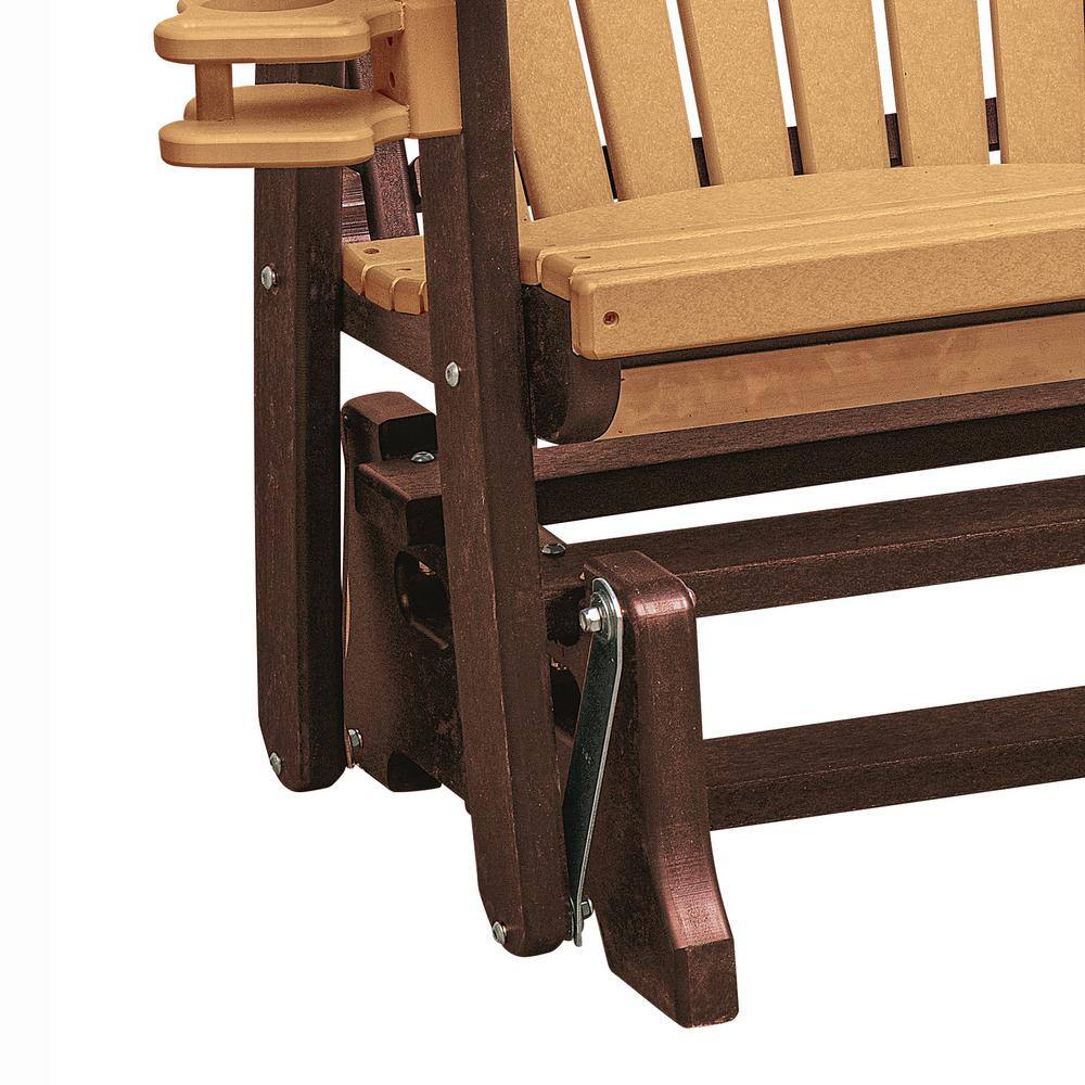 Cedar-Tudor Dual Fan Back Outdoor Glider Chair with Cupholders