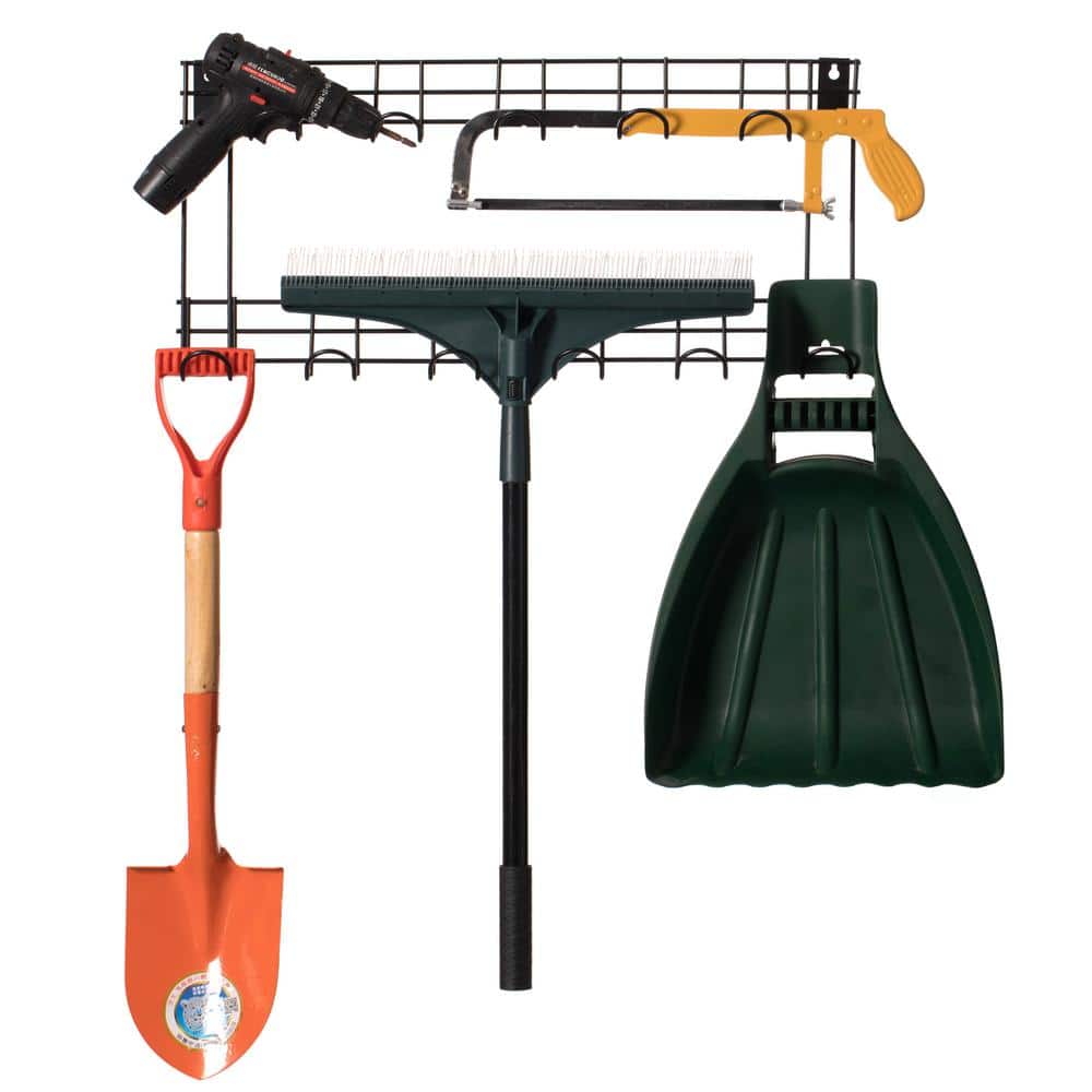 Black Steel Wall Mount Garden Tool Storage Rack