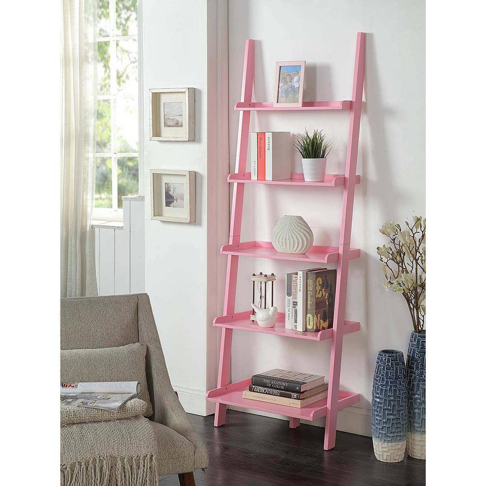 American Heritage Light Pink 5-Tier Wooden Ladder Bookshelf